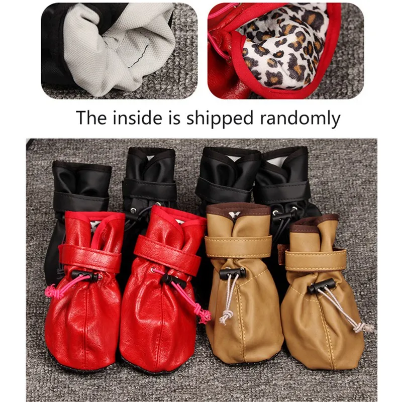 4 pcs Reflective Anti Slip Rain Boots Waterproof Dog Shoes Adjustable Winter Warm Socks Sneaker Paw Protector For Dogs Cat