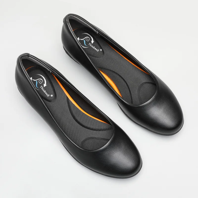 

2019 Black Women Genuine Leather Shoes Cow Leather Women Office Shoes Career Shoes All-match Women Pumps Low Heel Shoes