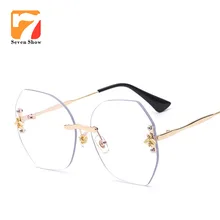 Брендовые дизайнерские женские очки с прозрачными линзами, квадратная оправа для очков, женские очки без оправы, винтажные Восьмиугольные оправы для очков, металлические прозрачные линзы