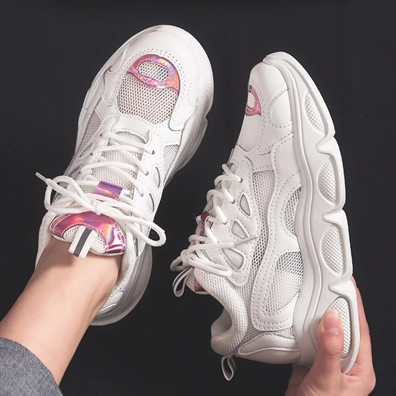 

Creeper Women Sneakers Air Mesh Women Vulcanize Shoes Comfort Women Shoes Chunky Sneakers Fashion White Sneaker Tenis Feminino