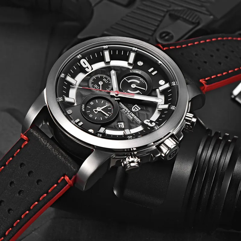 PAGANI Дизайн Топ бренд класса люкс водонепроницаемые мужские часы Кварцевые Светящиеся военные спортивные хронограф черный циферблат с датой reloj hombre