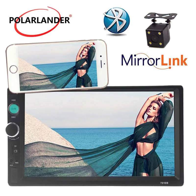 Kopen Spiegel Link Speler Head Unit Bluetooth Radio HD 7 inch Ondersteuning Achteruitrijcamera Autoradio 2 DIN Touch Screen hot koop