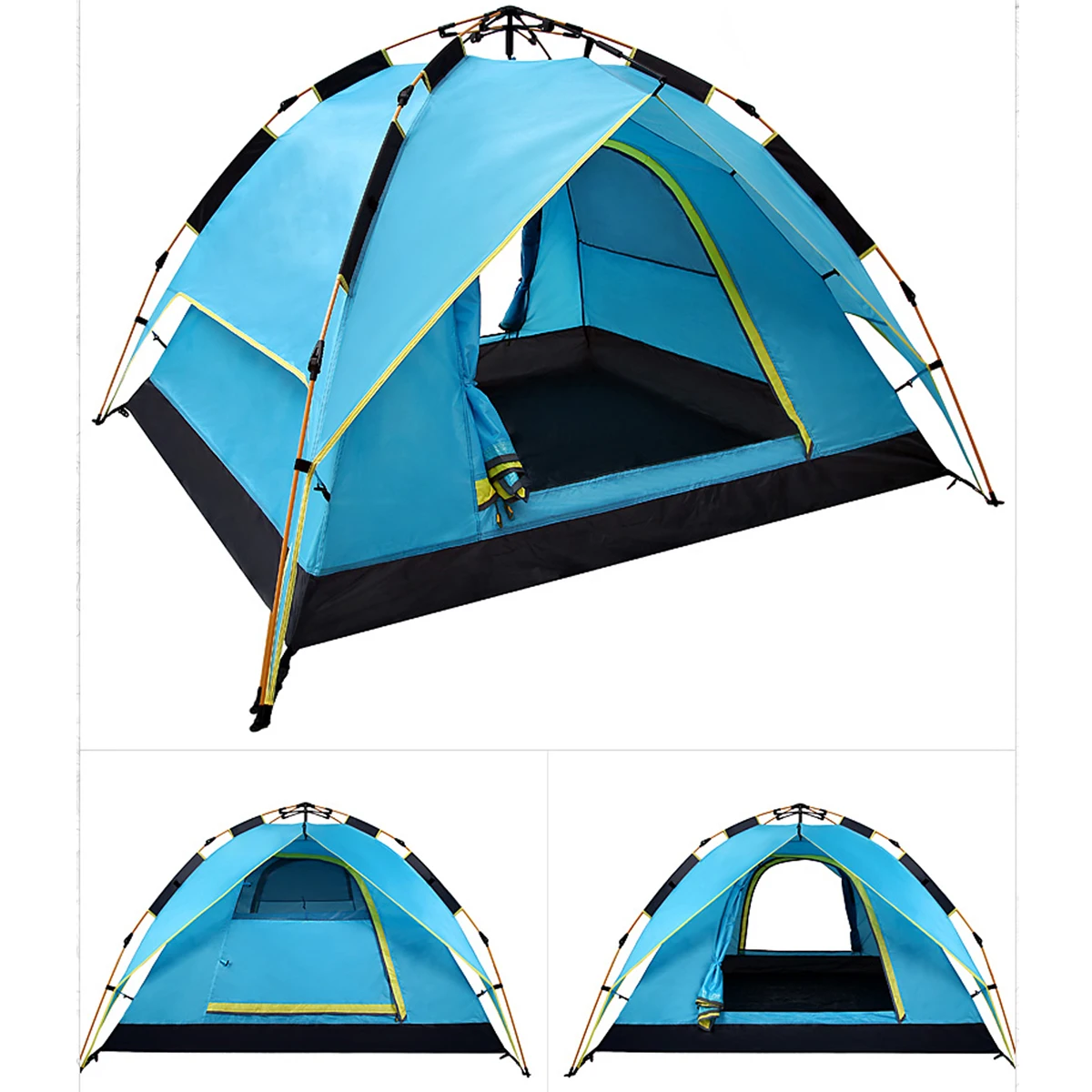 

3 / 4 Person Automatic Tent Beach Tent Two-layer Double Tent Leisure Tent 200 * 200 * 135cm 190T Polyester PU Green / Blue