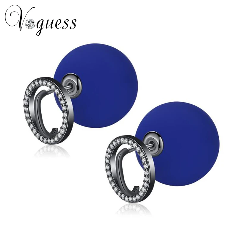 VOGUESS круглый Shine AAA CZ пистолет черный Цвет серьги стержня для Для женщин
