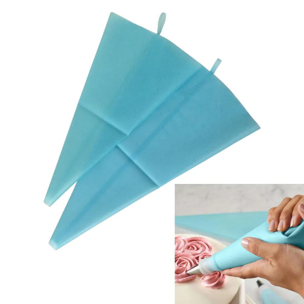 

2pcs 2 Size Reusable Silicone Icing Piping Cream Pastry Bag Cake Cupcake DIY Decorating Tool kitchen Cake Tools