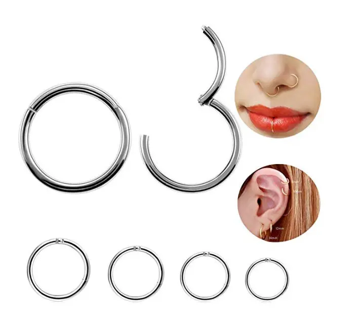 Кольцо бесшовное из хирургической стали для ушей 18/16/14 г 20 шт.|Украшения тела| |
