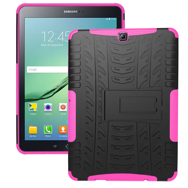 9,7 чехол для samsung Galaxy Tab S2 T810 T815Tablet, чехол для тяжелых условий эксплуатации, противоударный, с подставкой, мягкий чехол для планшета - Цвет: rose red
