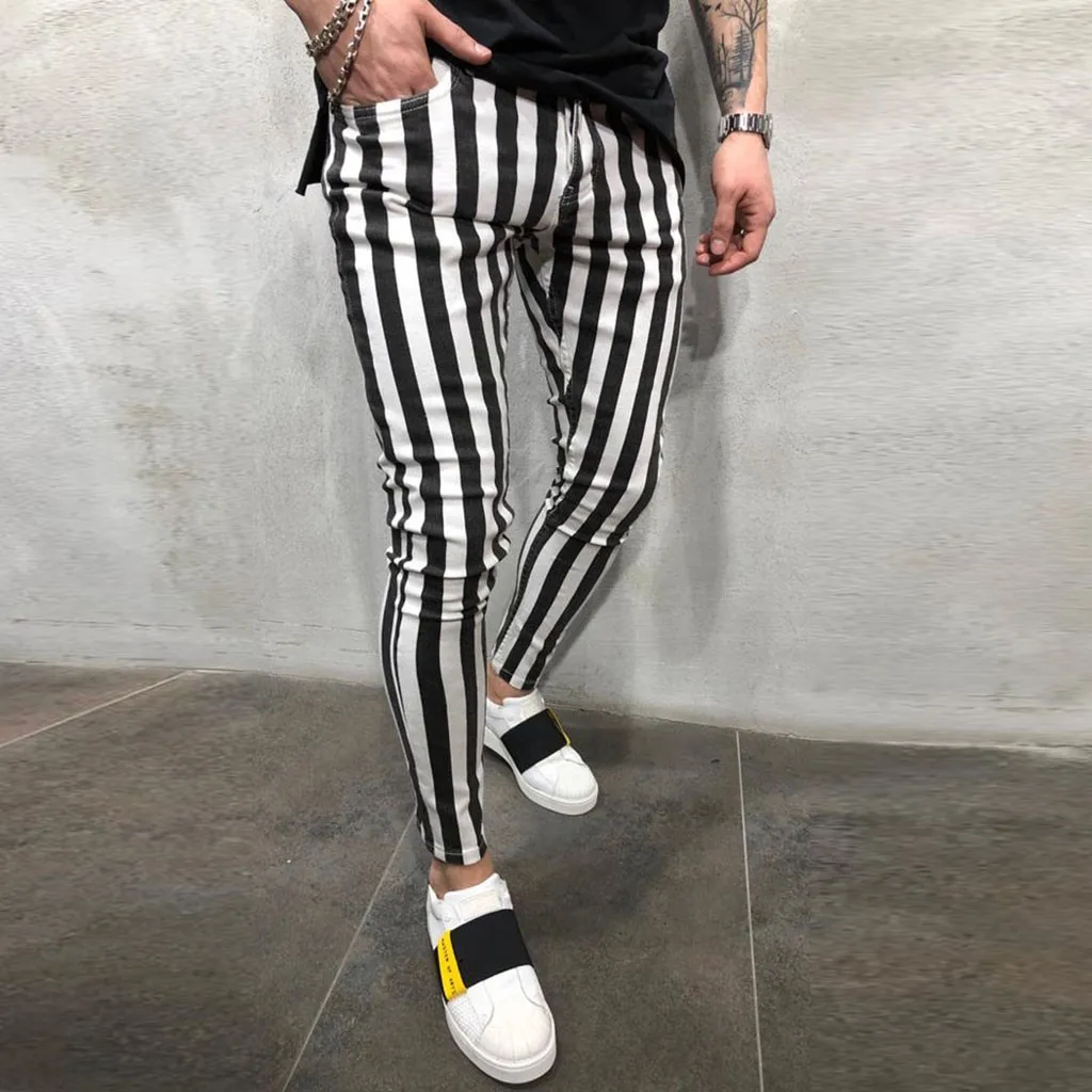 Мужские Полосатые Ретро брюки в стиле хип-хоп с черно-белым полосатым принтом, уличная одежда, мужские спортивные брюки с завязками, штаны для бега
