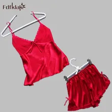 Sexy Плюс Размер Сексуальные женские кружевные шелковые пижамы наборы короткие брюки пижамные наборы Пижама с v-образным вырезом наборы E0974