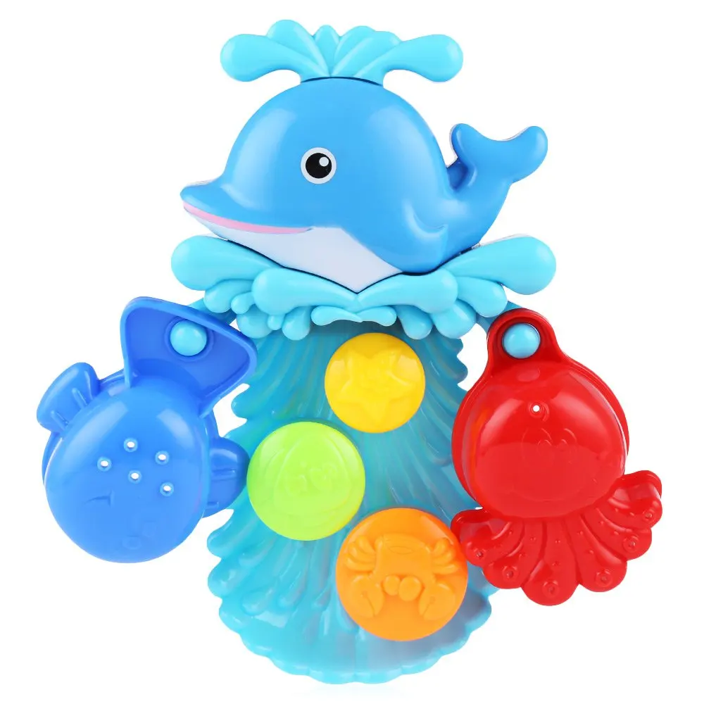 NEW Children Cartoon Dolphin Squirt Water Bath Buttressed Spray Shower