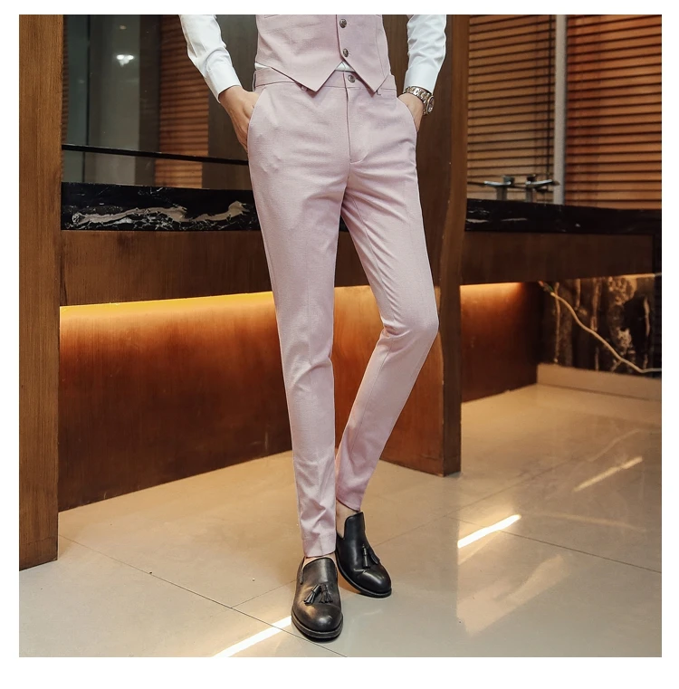Чистый цвет мужской костюм куртка с брюками и жилет тонкий дизайн мужские платья 3 шт. набор Азиатский Размер S M L XL XXL XXXL мужские свадебные