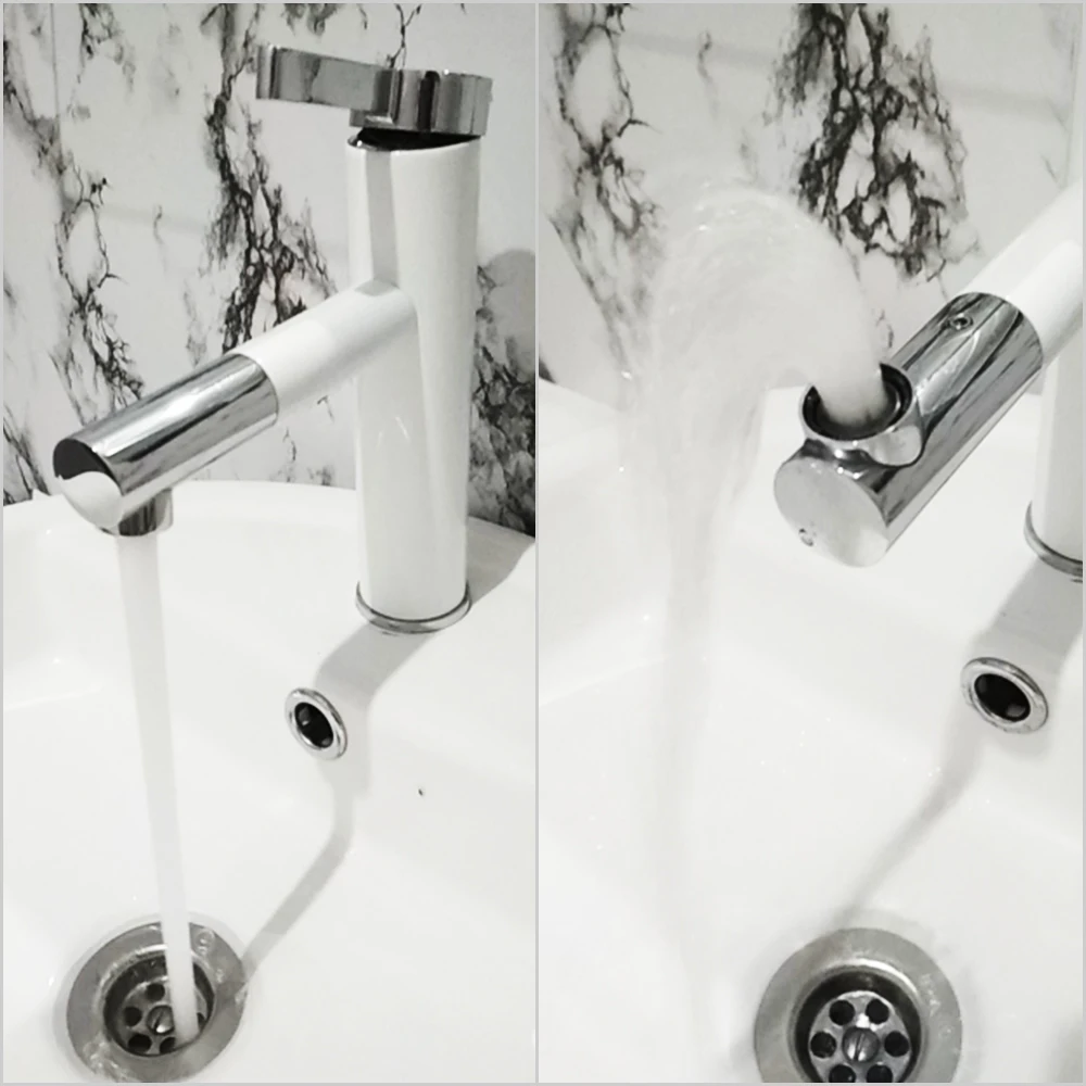 White Spray Painting bath sink faucet Bathroom cold and hot tap Crane