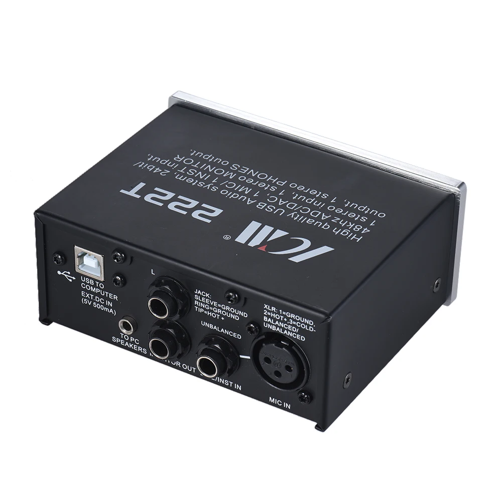  2-Channel Mini USB Audio System Interface External Sound Card +48V phantom power DC 5V Power Supply
