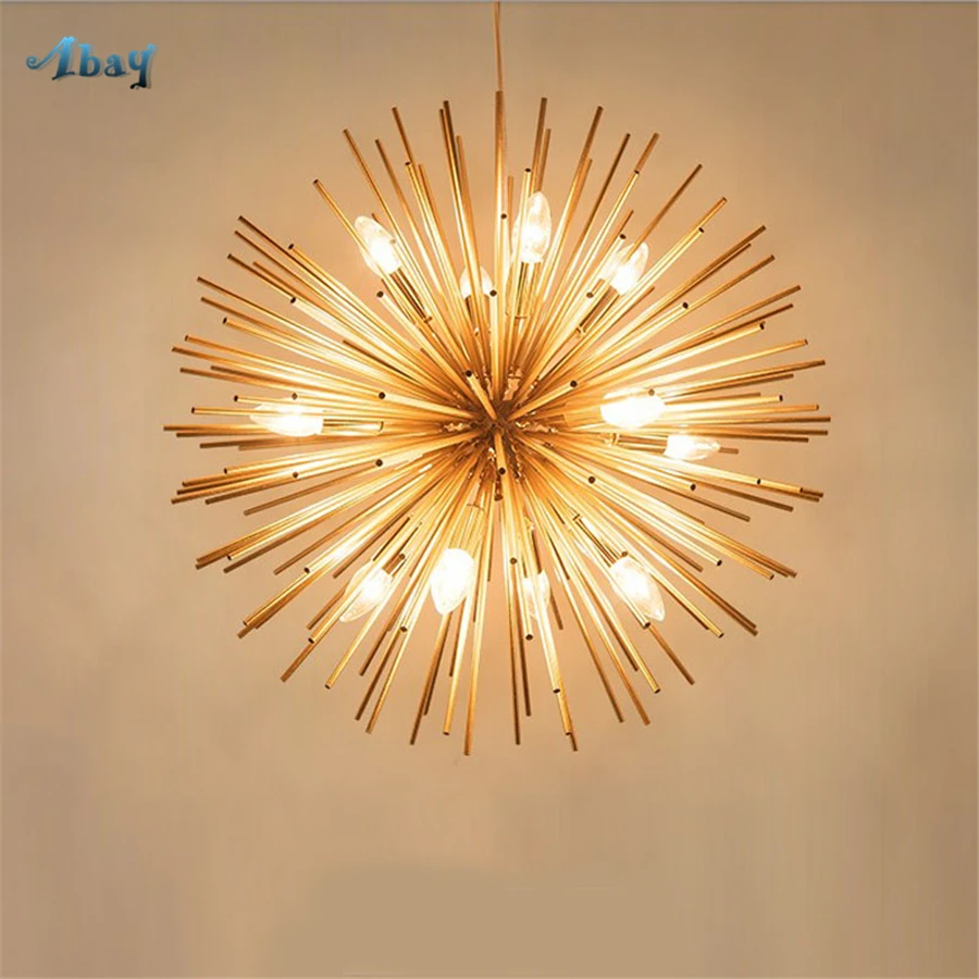 

Art Deco Gold Dandelion Led Pendant Lights Living Room Hanging Suspension Lamp Modern Design Lighting Fixtures for Dining Room
