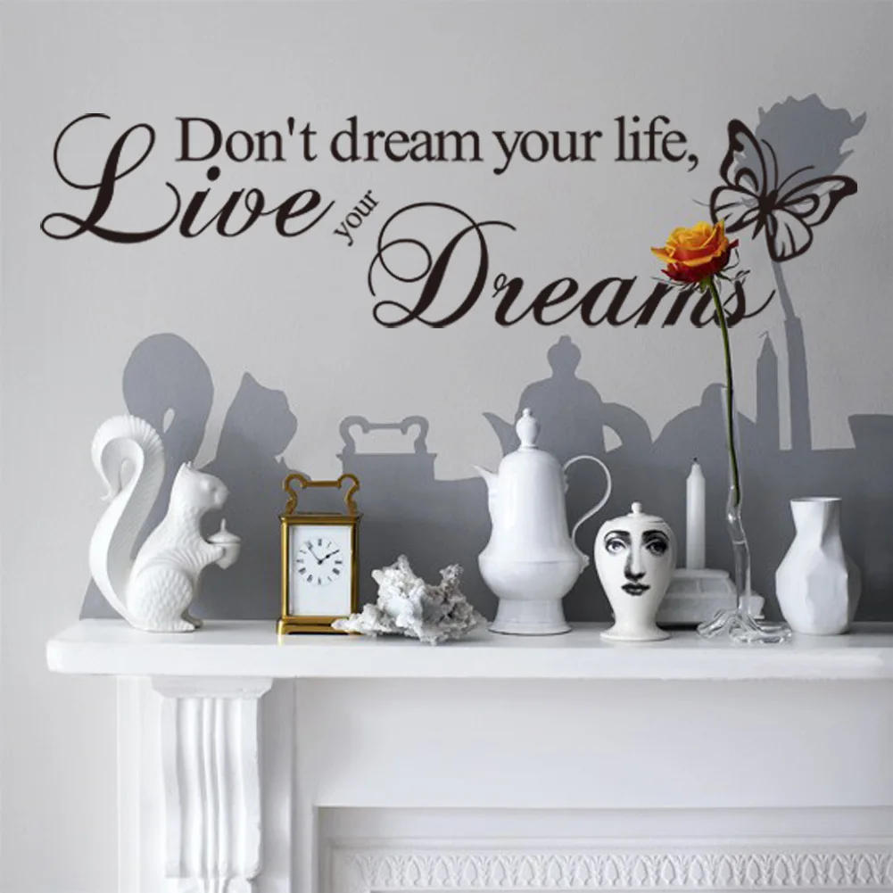 

New Live Dream English Proverbs Creative Fashion Wall Stickers Decorative Home Decoration DIY Decorative Creative Stickers