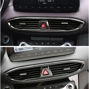 

Yimaautotrims Center Warning Lights Air Conditioning Outlet Vent Cover Trim Fit For Hyundai Santa Fe 2019 Interior Mouldings ABS