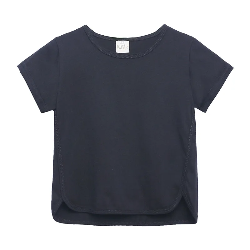 Летняя хлопковая Однотонная футболка с короткими рукавами для мальчиков и девочек хлопковая одежда, размер От 1 до 7 лет, детская одежда - Цвет: XTTS7915N
