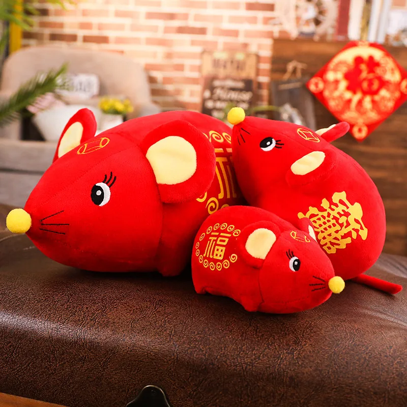 

2020 Rat Year Mascot Toy New Year Plush Rad Mouse Soft Doll Chinese New Year Party Decoration Gift