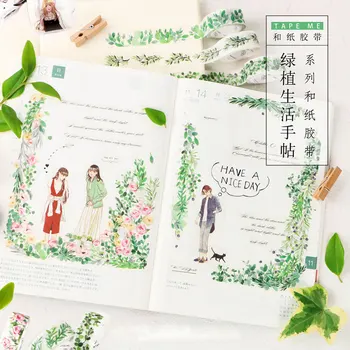 

1 pcs Green plant series 1.5cm-3cm X 7m washi tape children like diy Diary decoration masking tape stationery scrapbooking tools