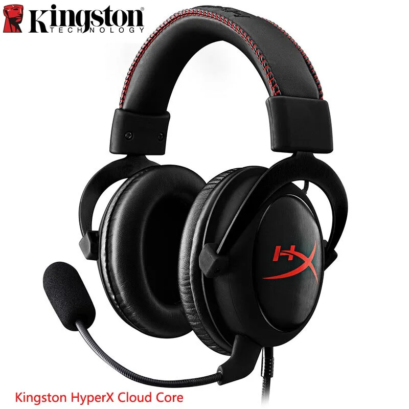 Kingston оригинальная игровая гарнитура HyperX Cloud Core черные наушники с микрофоном для ПК PS4 Xbox мобильного устройства