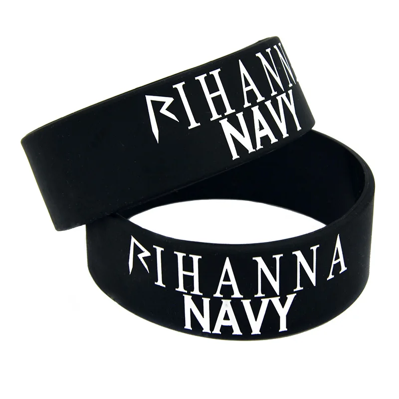 

1PC 1 Inch Wide Rihanna Navy Silicone Bracelet for Music Concert