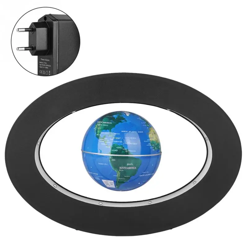 Электронный антигравитационный глобус Магнитный левитационный Плавающий глобус Карта мира с светодиодный светильник домашний дисплей обучающие игрушки для детей - Цвет: Blue EU Plug