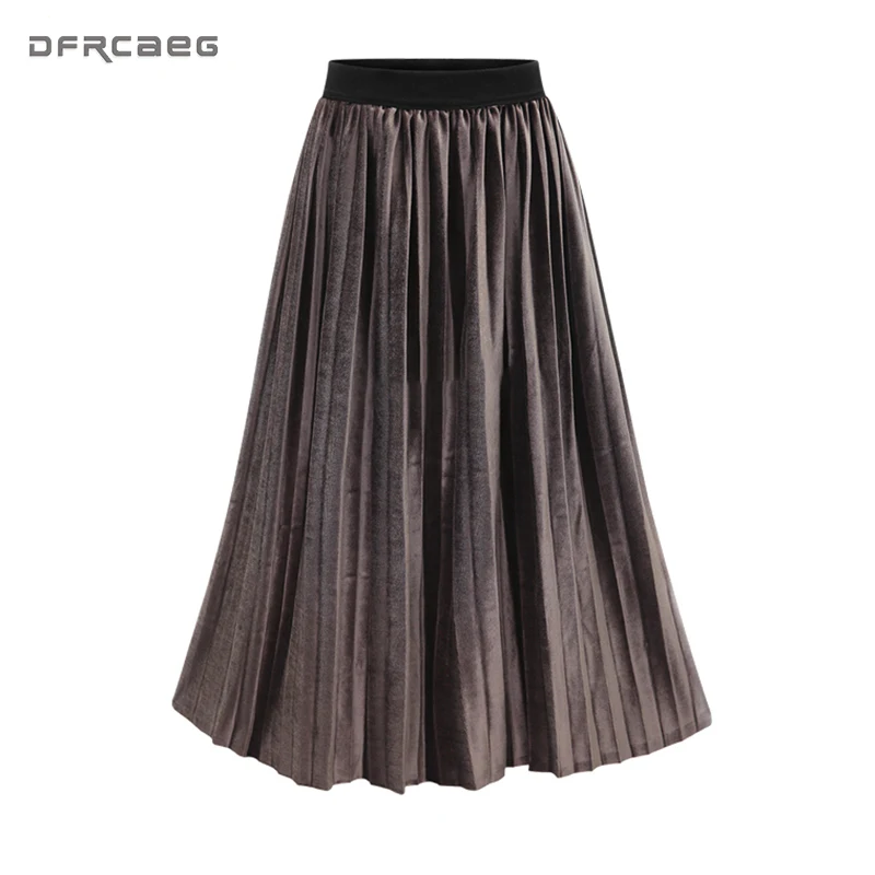 Women Skirts 2019 Streetwear Style Midi Pleated Skirt Women Elastic Waist  Chiffon Skirts Womens High Quality faldas