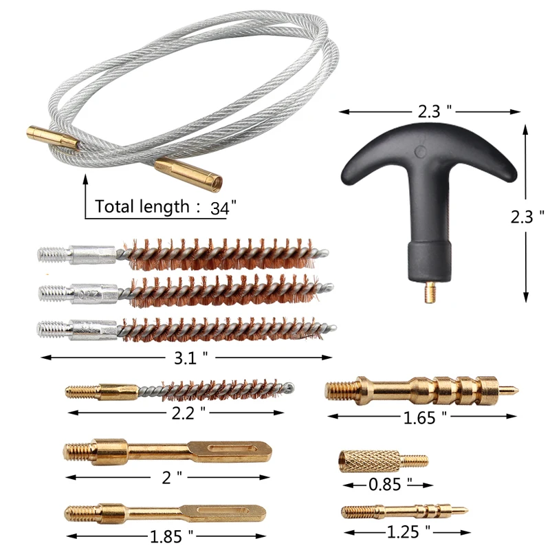Пистолет чистящий комплект для чистки пистолета набор нейлоновый мешок стержень щетка для. 17cal. 22cal. 30cal 270/8. 280cal латунная щетка для чистки винтовки