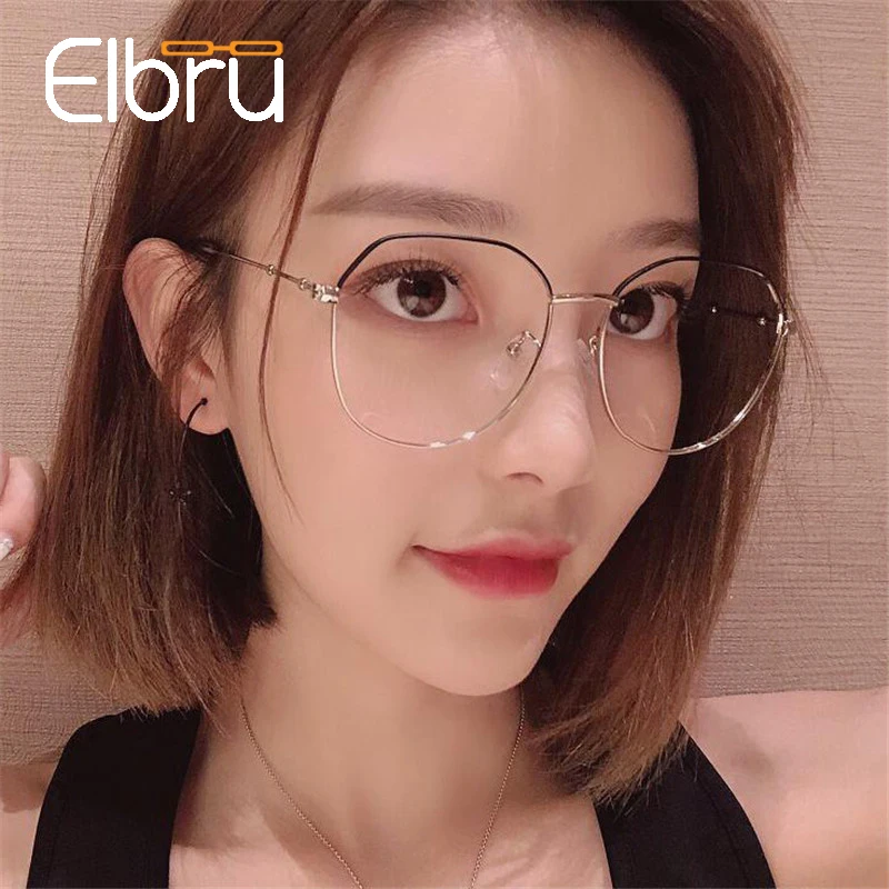 

Elbru Fashion Myopia Optical Glasses Finished Myopic Glasses Vintage Metal Frame Prescription Eyeglasses Diopter -0.5 to -4.0