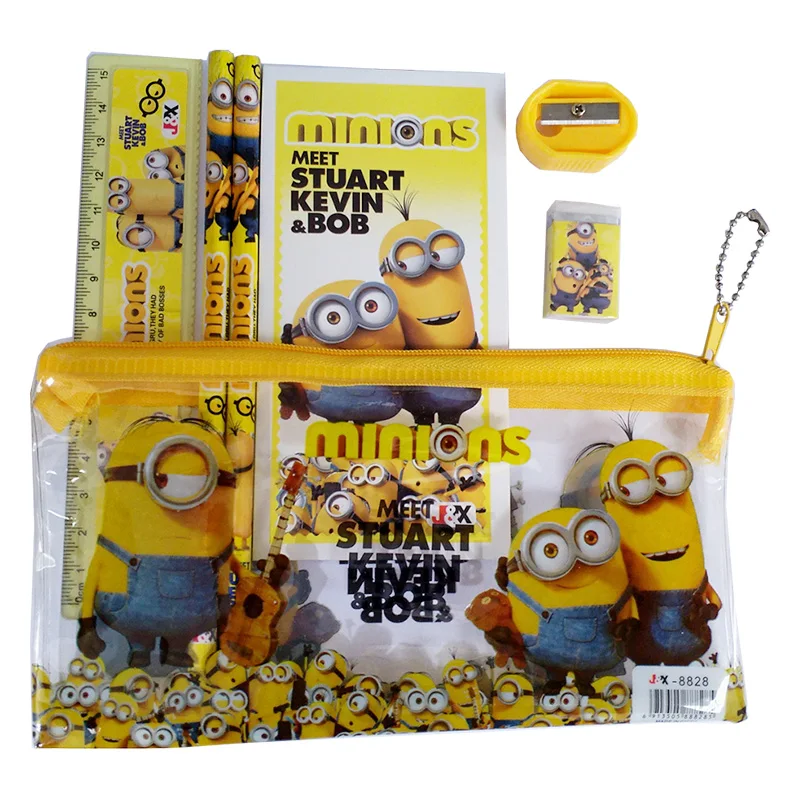 

1 set high quality pencil case set cute Kids school supplies stationery set cartoon Minion pencil case Bag for boys& girls