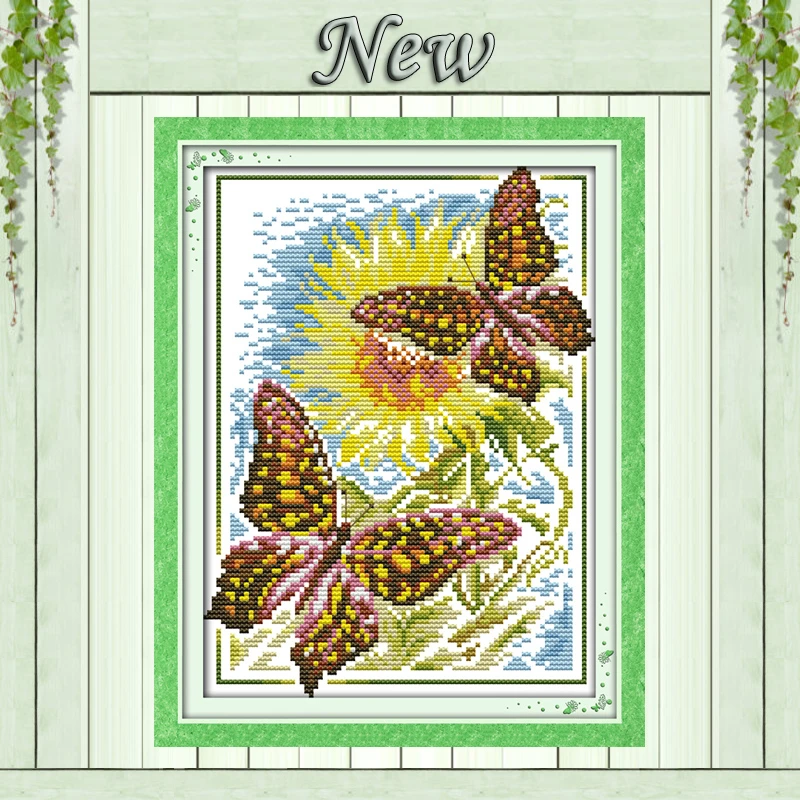 Набор для вышивки крестиком The butterfly sunflower DMC 11CT 14CT домашнее украшение с животными |