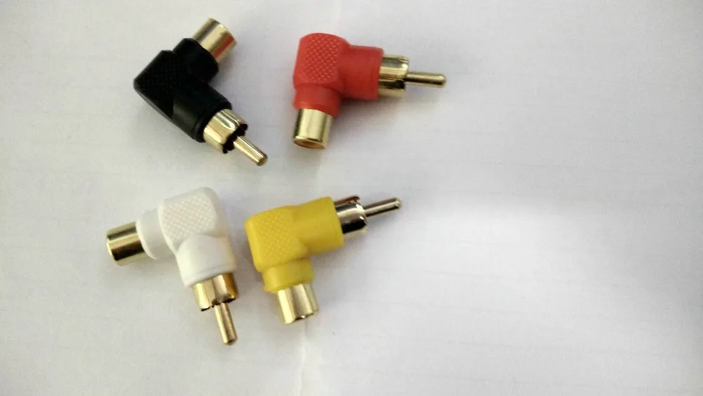 

4pcs/100pcs 4color Gold plated RCA right angle plug adapter to female 90 degree