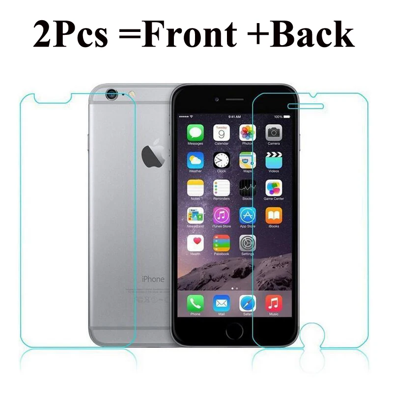 

2Pcs Front + Back Tempered Glass For iPhone 5 5S SE 6 6S 4 4S Rear Screen Protector Anti Shatter Explosion Proof Film