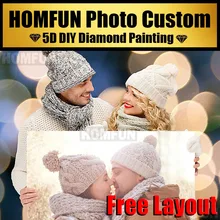HOMFUN – photo personnalisée, peinture diamant, perceuse complète 5D, strass, broderie, point de croix