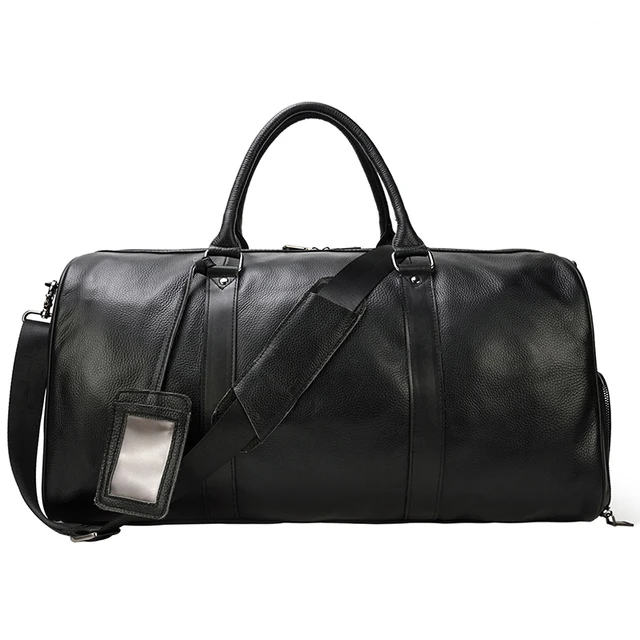 Natural Cowskin Travel Bags Waterproof Men's Leather Overnight Bag Handbag For Plane Luggage Men Male Weekend Bag Business 55cm 2