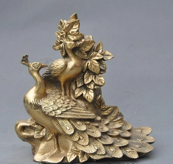 ZSR 1024+++++9" Auspicious Lucky China Brass Copper Peacock Peafowl