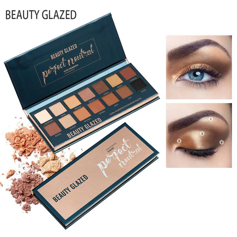 

Beauty Glazed Brand Makeup Eye of the Storm Eyeshadow Pallete 14 Color Pigmented Matte Glitter Shades Eyeshadow Palette B27