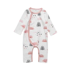 Focusnorm/одежда для сна для младенцев; унисекс; хлопковый комбинезон с длинными рукавами и фламинго; Пижама; Ночная одежда