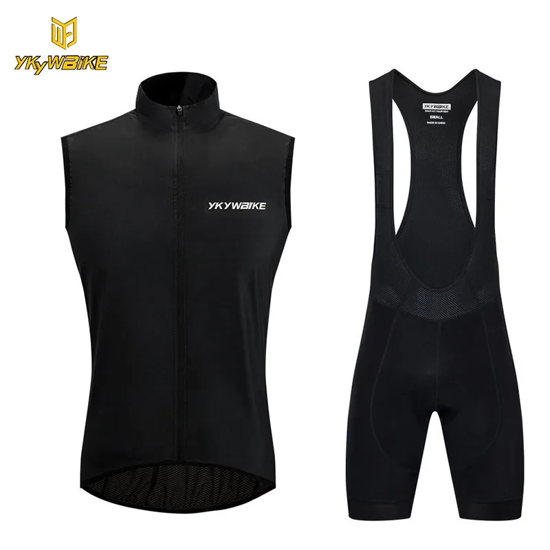 

YKYWBIKE 2018 Cycling Vest Set Sleeveless Mountain Bike Jersey Cycling Bib Shorts Windproof Bike Vest Clothing Set Ropa Ciclismo