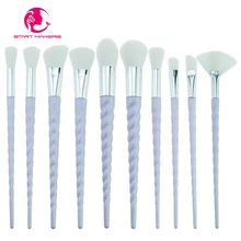 

START MAKERS-2017 Pro 10pcs White Hair Makeup Brushes Foundation Blending Blush Makeup Brushes Tool Top Quality free shipping