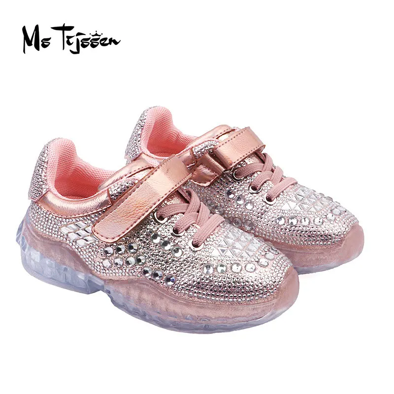 

Girls Sneaker Spring Fashion Full Rhinestone Glitter Shoes Boys Sports Shoes Childrens Casual Wear