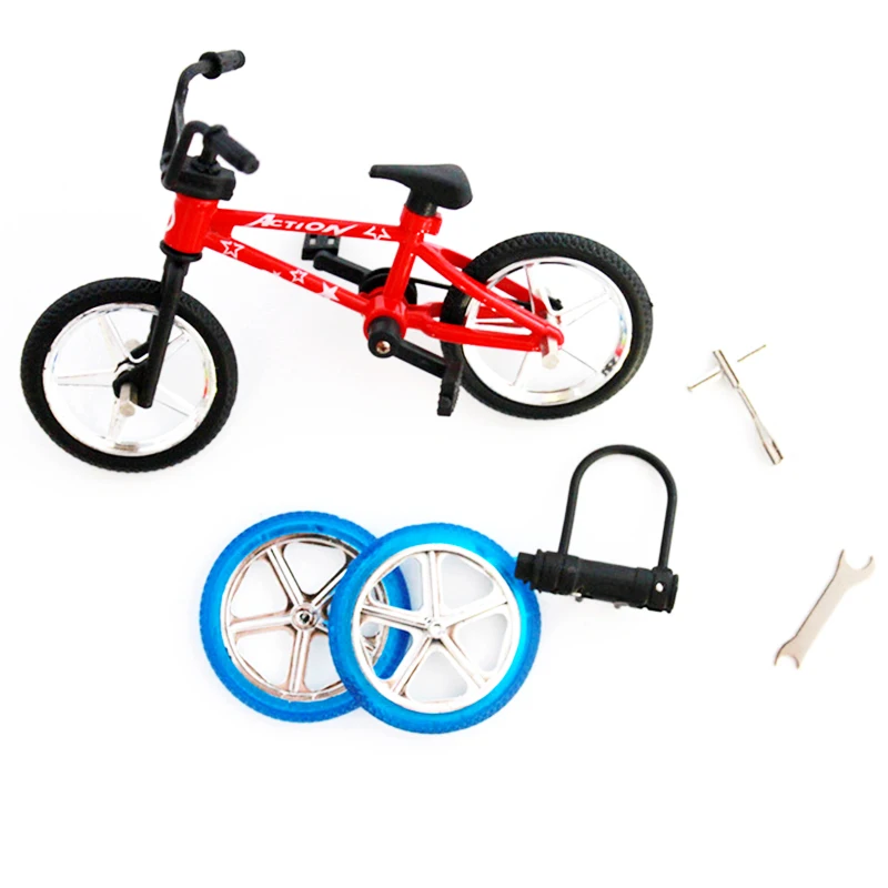 

Simulation Mini Alloy Finger Bicycle Model Children Toys Spare Tire Wheel Tool Lock Set Toy Gift for Kids