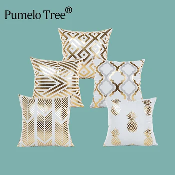 

New Cushion Bronzing Christmas Cushion Cover Gold Geometric Printed Pillow Cover Decorative Pillow Case Sofa Bed car Pillowcase