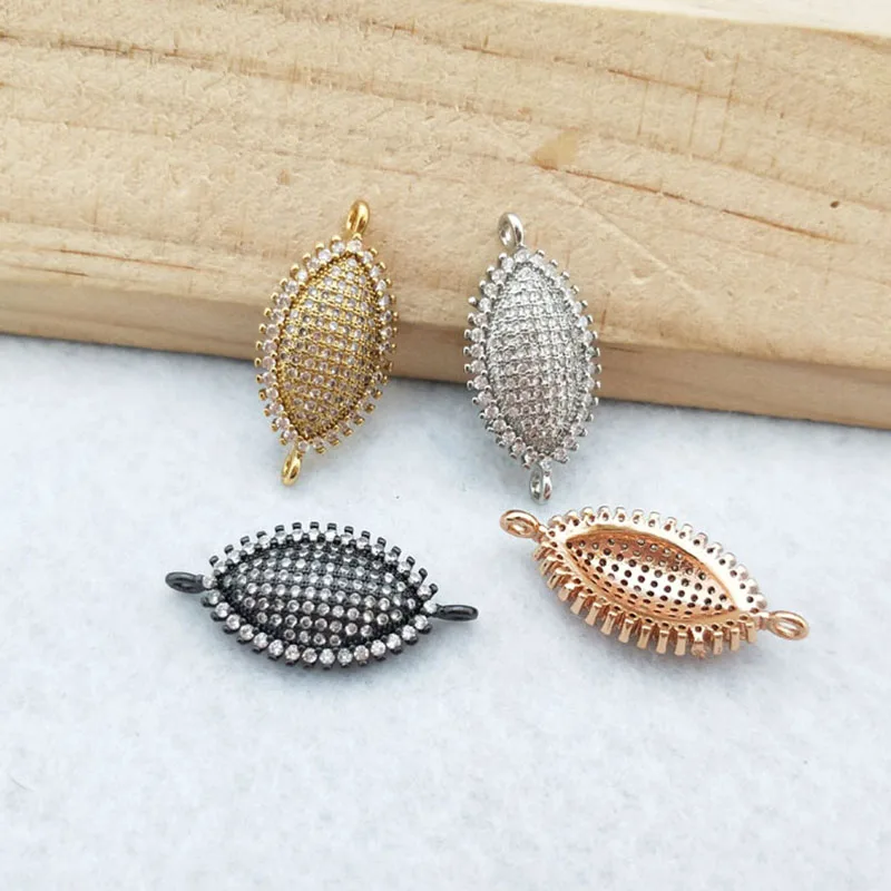

10 pcs CZ zircon Micro Pave lucky eyes Connector Double Bails Beads Charm for DIY Bracelet necklace women Jewelry Finding CT415