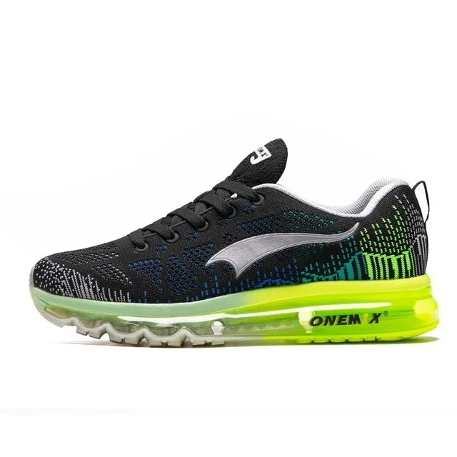 ONEMIX Мужские дышащие кроссовки для женщин, спортивная обувь, легкие кроссовки для бега, Zapatos De Hombre Max 12,5 - Цвет: BlackGreenGrey