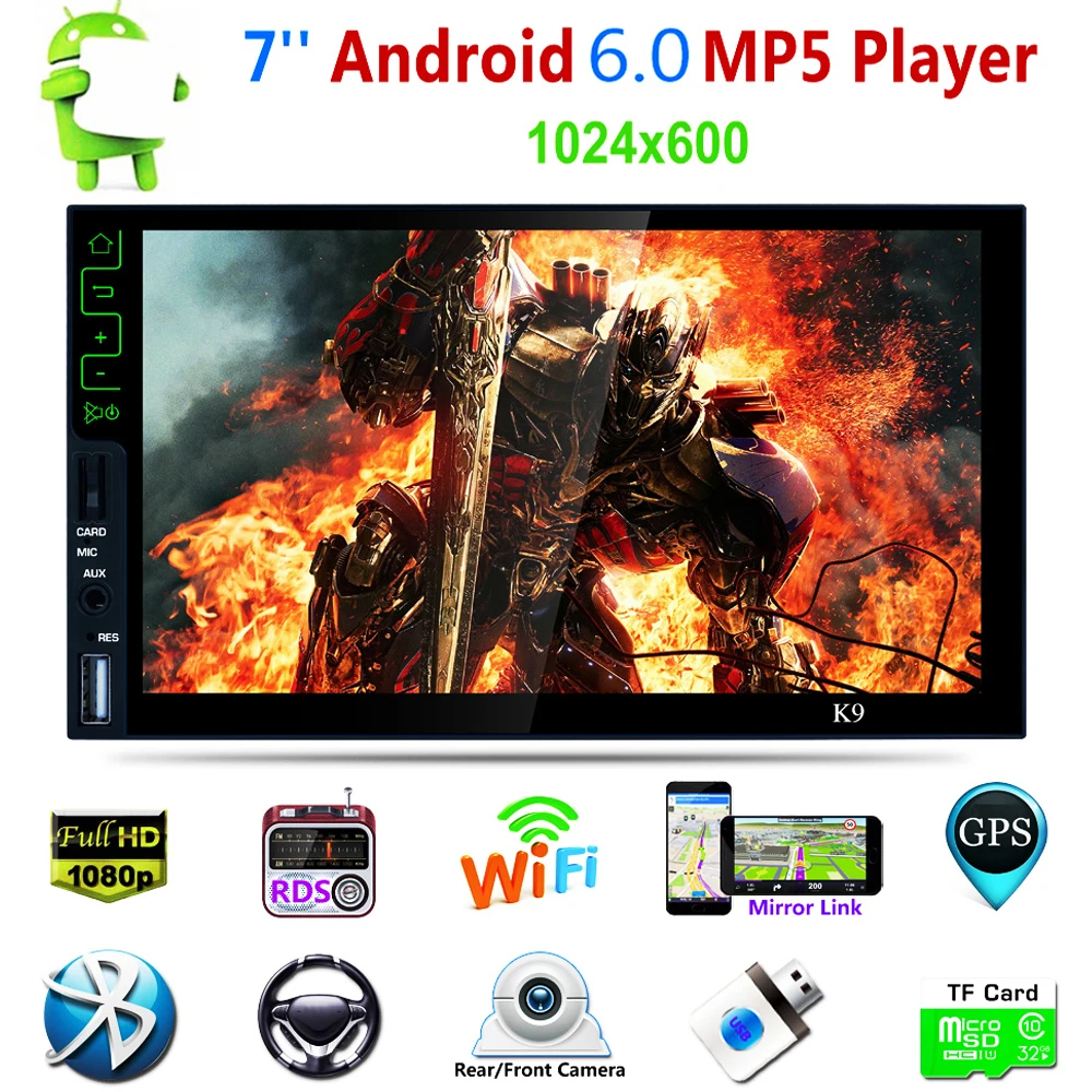 7 &quotемкостный сенсорный экран Android 6 0 Автомобильный мультимедийный плеер Bluetooth dvd