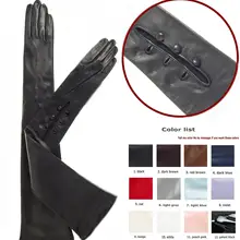 Сделанные на заказ 40 см до 80 см длинные запястья кнопки(стиль 1) Натуральная овечья кожа вечерние оперные перчатки 12 цветов на выбор