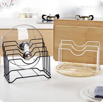 

Kitchen Accessories Iron Pot Lid Organizer Multi-layer Book Shelf Multifunctional Cutting Board Storage Rack