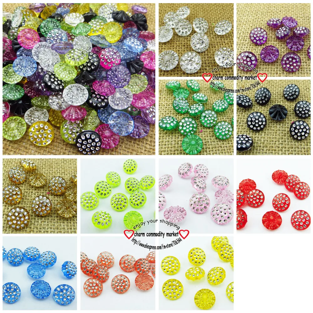 

100PCS 13MM white Acrylic Rhinestone buttons coat boots sewing clothes accessories sweater button R-080-11