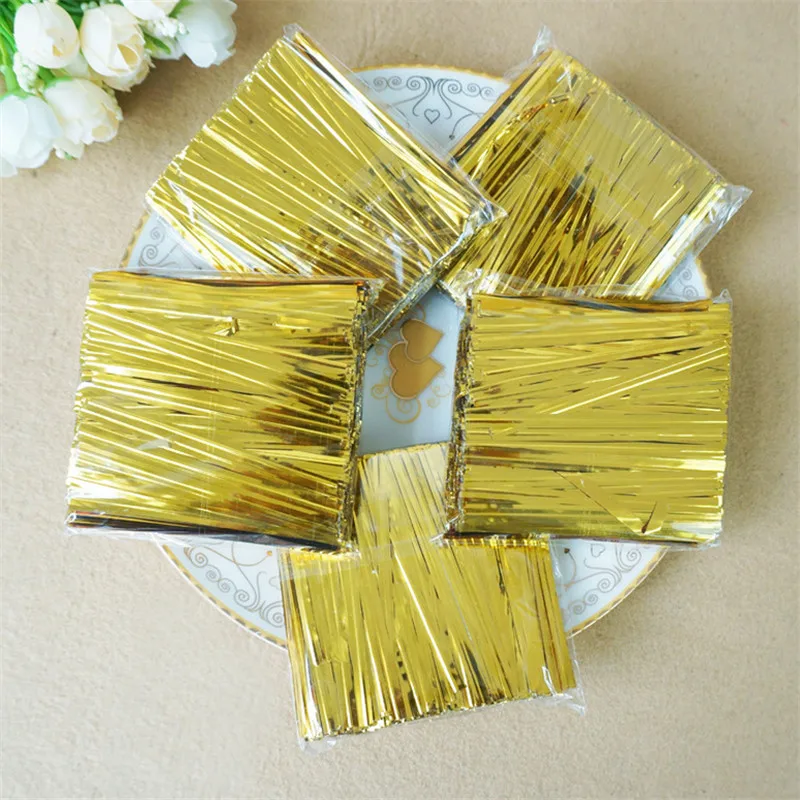 

700pcs Golden Wire Metallic Twist Ties Steel Baking Cake Toast Package Ligation Lollipop Dessert Twist Tie Cello Candy Bag Decor
